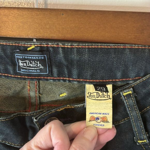 Von Dutch Women’s Wide Flare Jeans Dark Wash Low Rise Denim Pants Size 2… - Picture 3 of 7